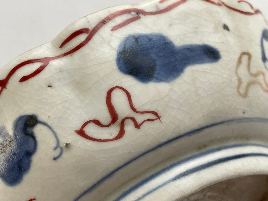 骨董　アンティーク　古伊万里　色絵　花唐草文様　膾皿　なます皿　2枚