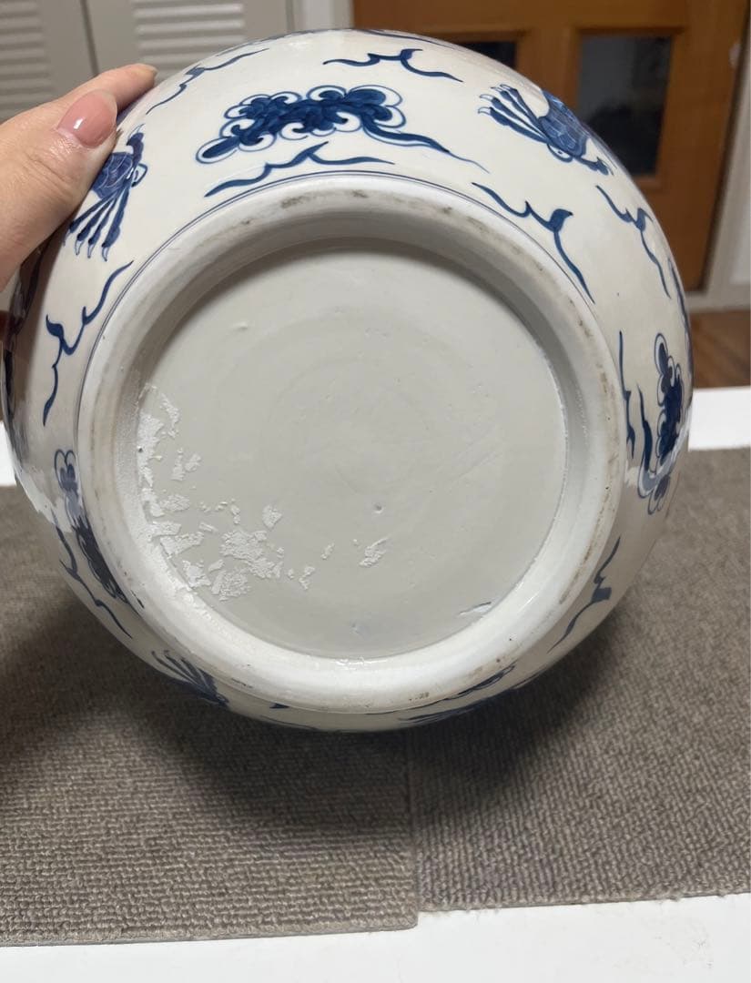 中国古美術 青花龍紋天球瓶 古玩 骨董 美術品 骨董品 時代物 染付 壺 大花瓶