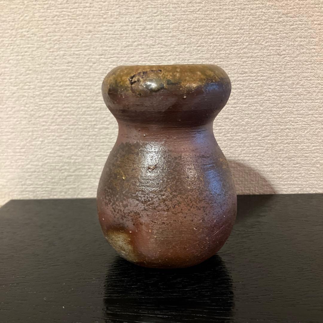 【備前焼】伊勢崎満　瓢掛花入　《共箱有り》