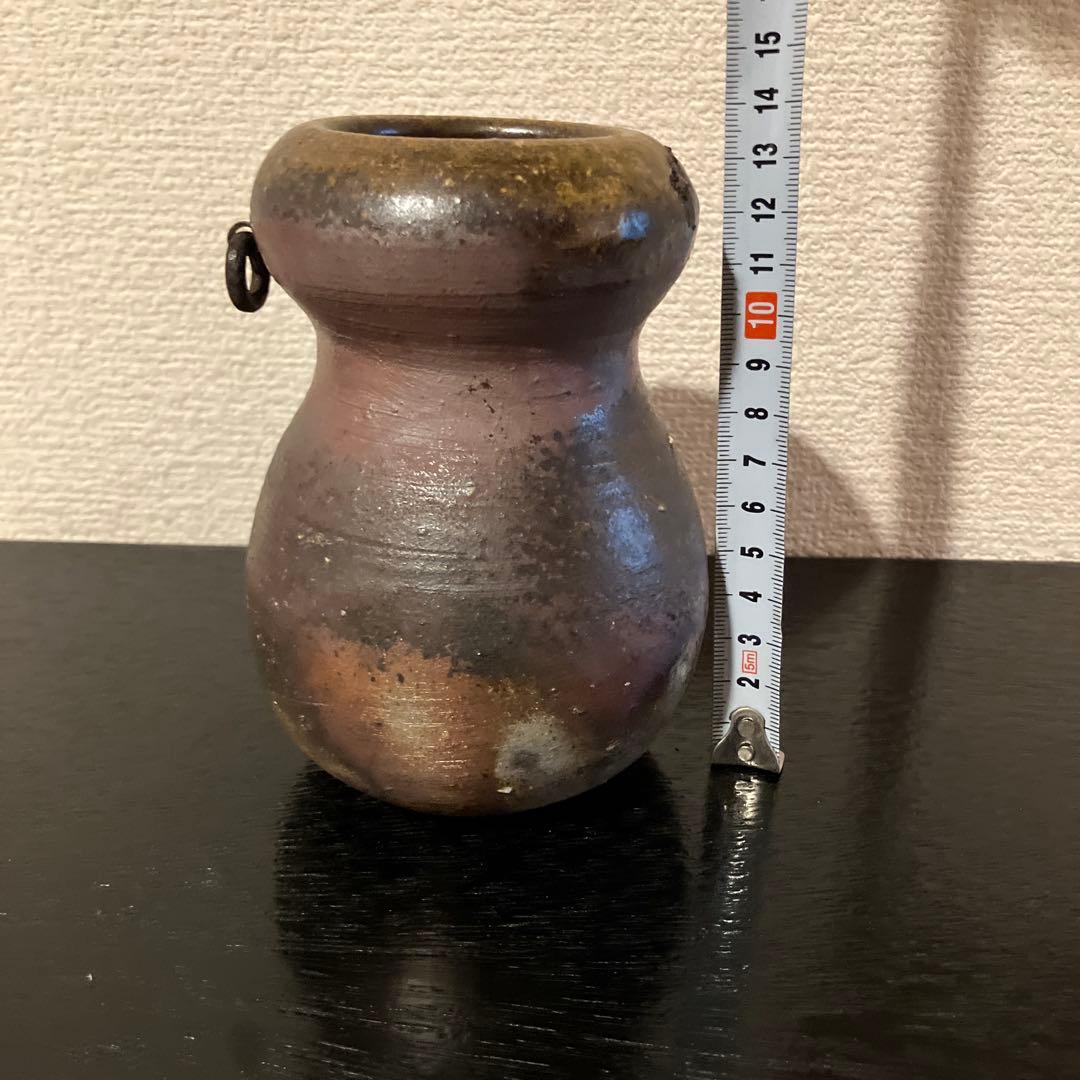 【備前焼】伊勢崎満　瓢掛花入　《共箱有り》