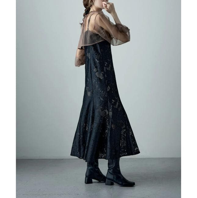 etoll. 結婚式 ワンピース 3wayシフォンボレロ&レースキャミドレス M