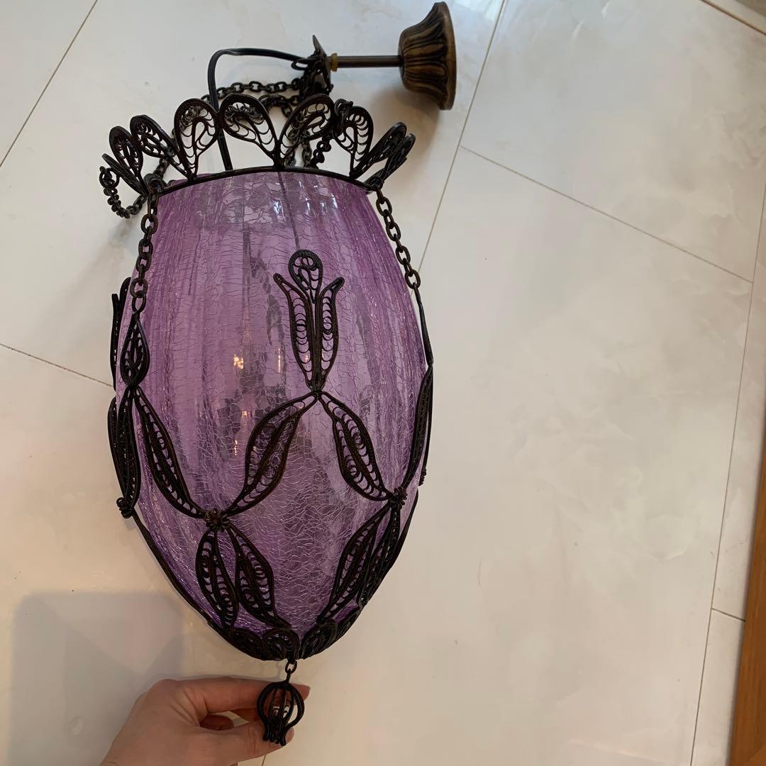 トルコランプ　クラックガラス　吊り下げ　シーリング