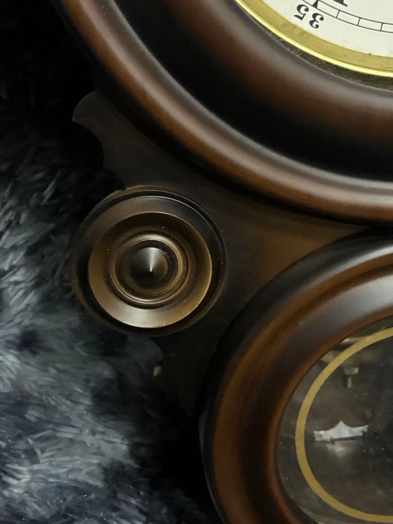 B）希少 アンティーク柱時計 愛工社CROWNFAN ダルマ四つ丸 31day