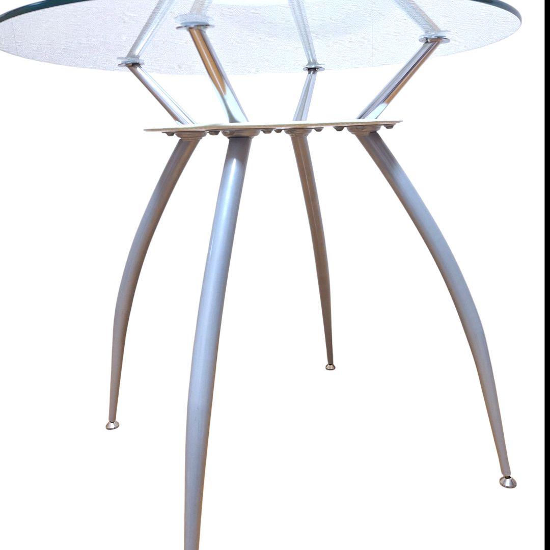 ヴィンテージ調 ガラス ダイニングテーブル 高級モダンデザイン 丸型