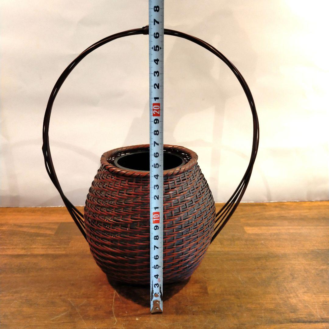 【岩尾豊南】竹細工 花籠 花器 茶道具 在銘　手編