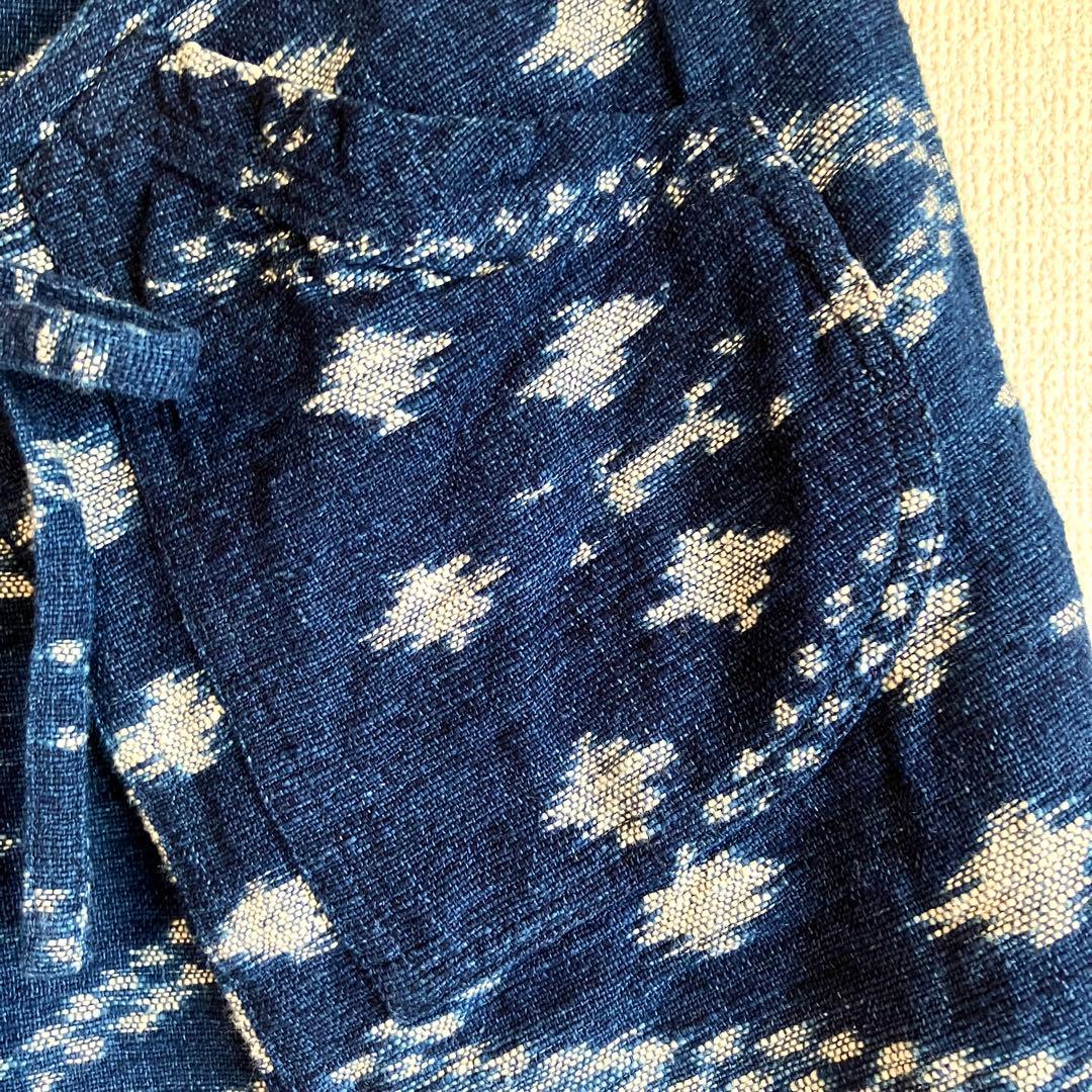 sorairo★うさとの服 藍染風・ヘンプ混 イカパンツ／巻きスカート風