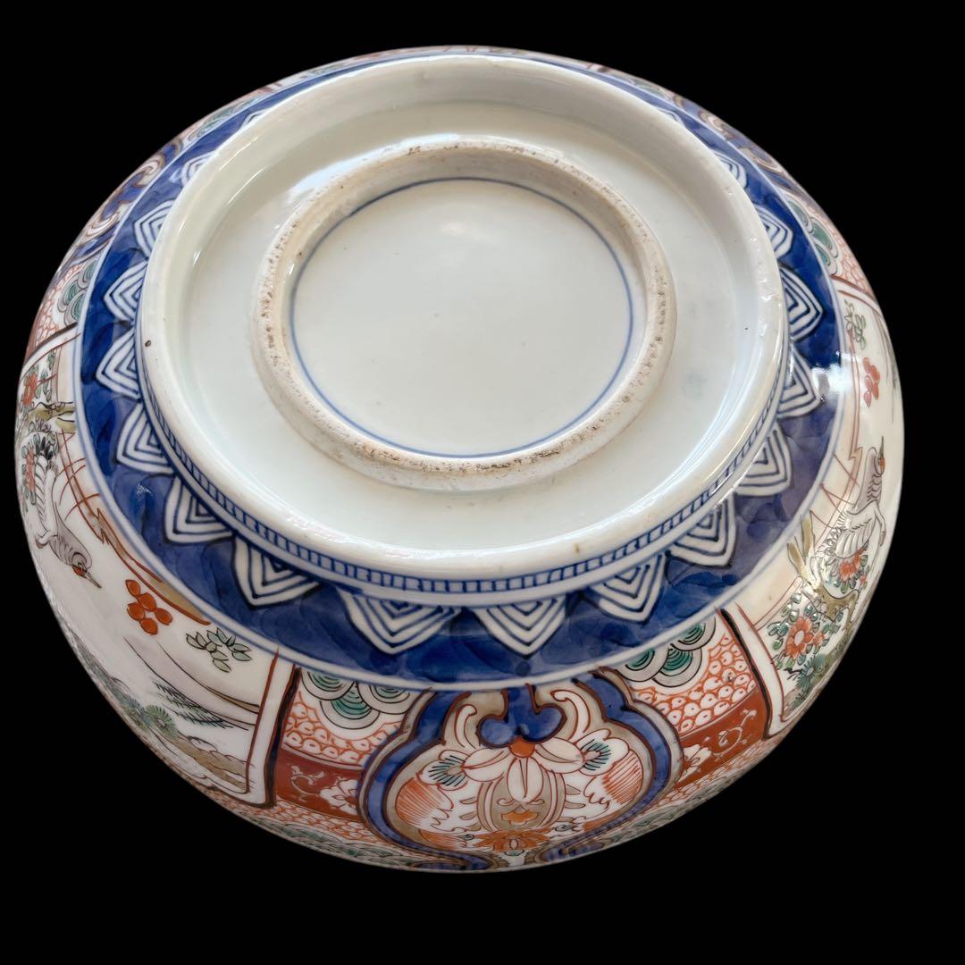 古伊万里 骨董品 大鉢 大皿 大深鉢 色絵 陶器 明治 鳳凰 花 飾り皿
