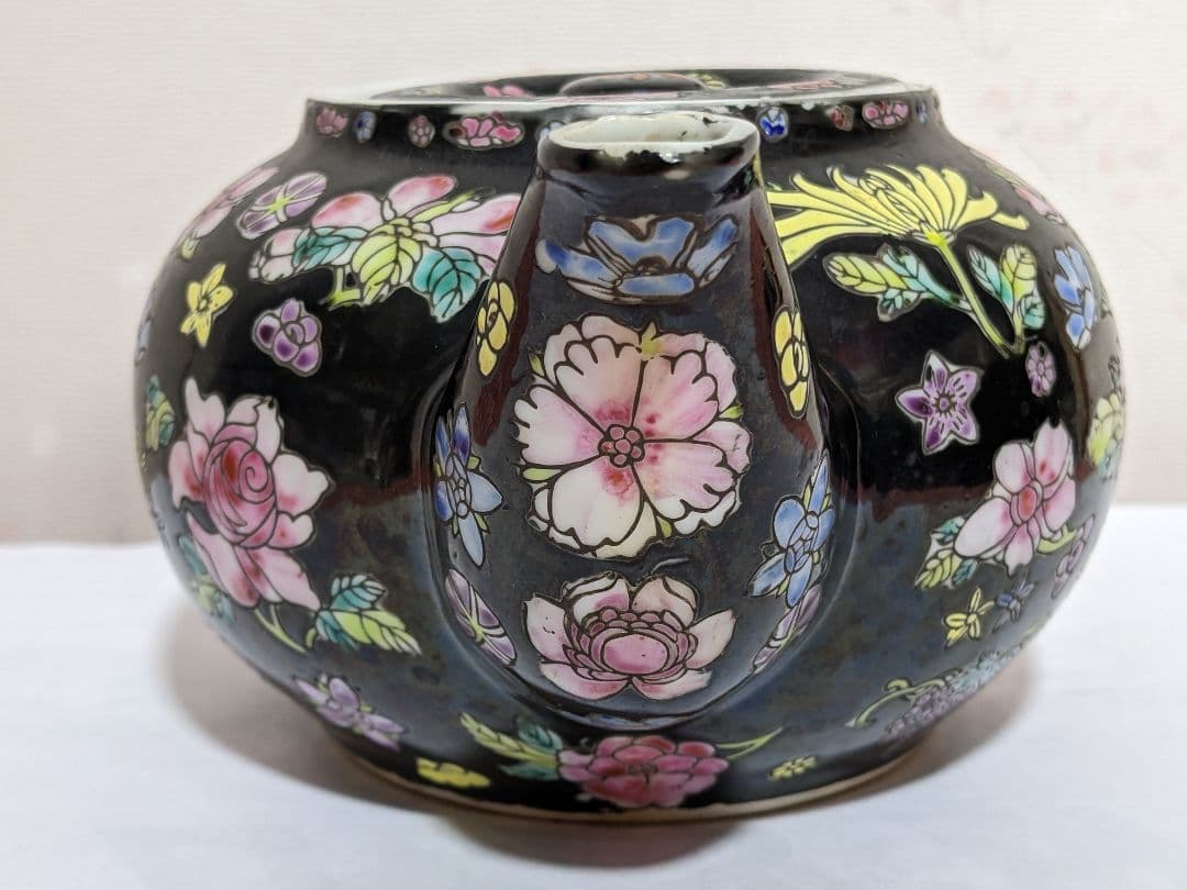 ♦中国古玩 花埋め図 景徳鎮窯 輸出用CHINA 茶道具 急須 古美術 骨董品