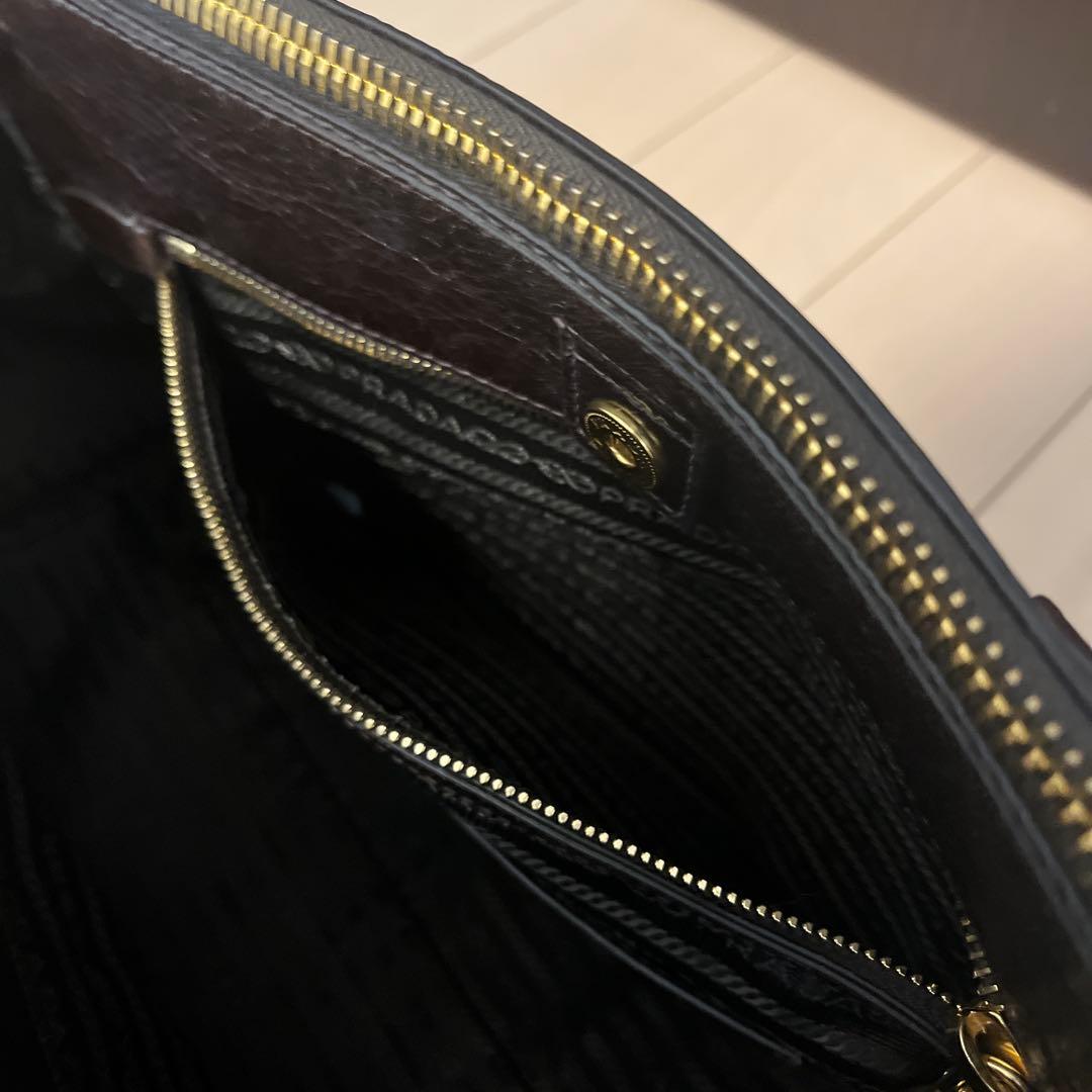PRADA レザー　バック　ブラウン　焦茶　トートバッグ