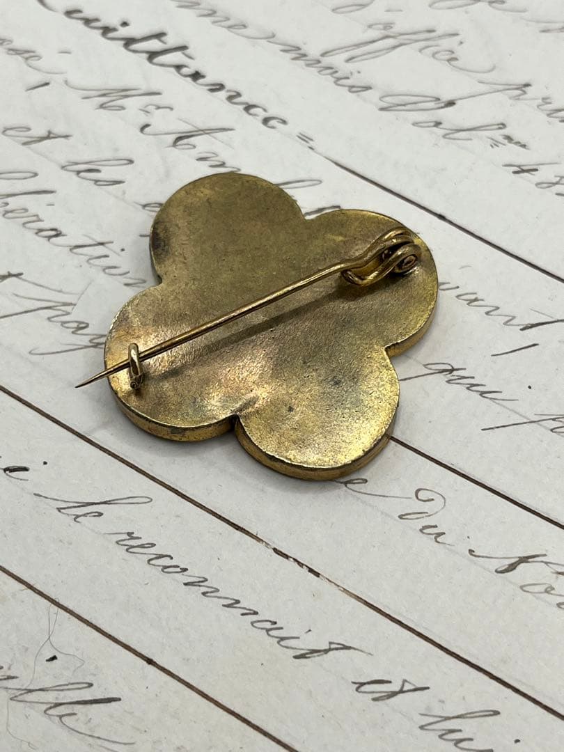 まりちゃんイタリアヴィンテージ マイクロモザイクブローチROMA文字ブルー