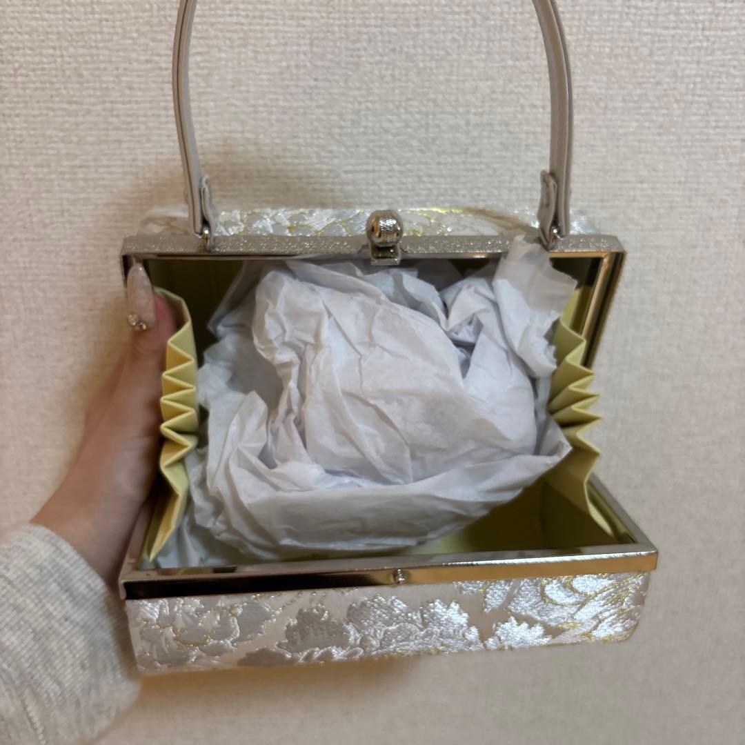 銀白洋菊 花柄和装用バッグと草履セット