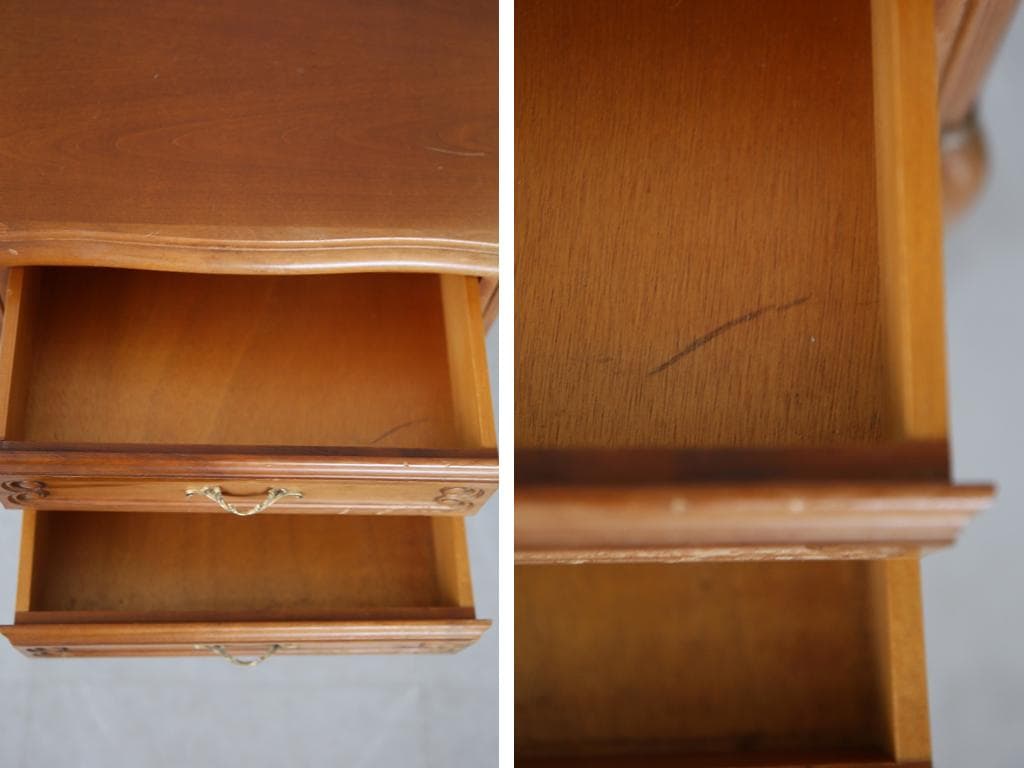 フランスアンティーク猫脚ナイトテーブル/木製キャビネット机飾り棚(82-195)