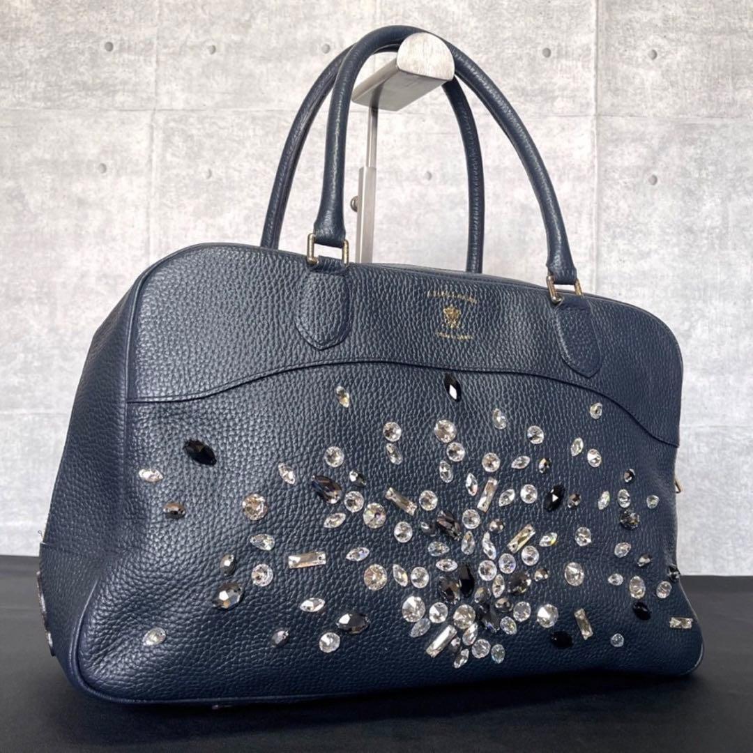 専用品A.D.M.J シュリンク型押し クリスタル ネイビー ボストンバッグ