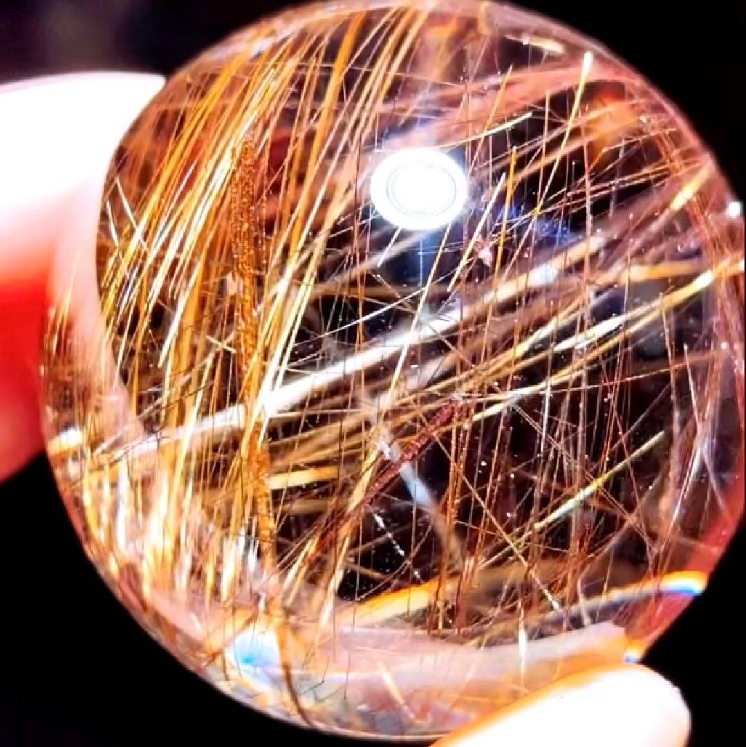 超絶綺麗✨48mm ゴールドルチルクォーツ　丸玉スフィア　金針水晶