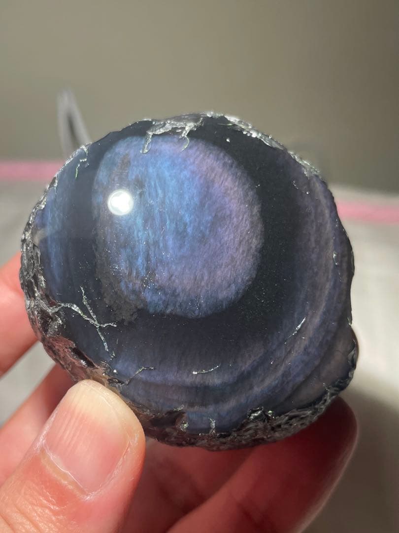 研磨品　十勝石玲瓏　ブルー、パープルシラー　レインボーオブシディアン　特級品