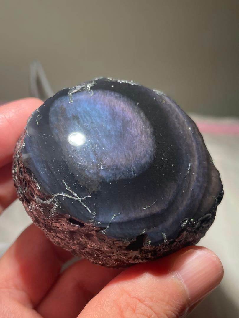 研磨品　十勝石玲瓏　ブルー、パープルシラー　レインボーオブシディアン　特級品