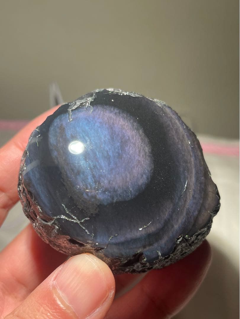 研磨品　十勝石玲瓏　ブルー、パープルシラー　レインボーオブシディアン　特級品