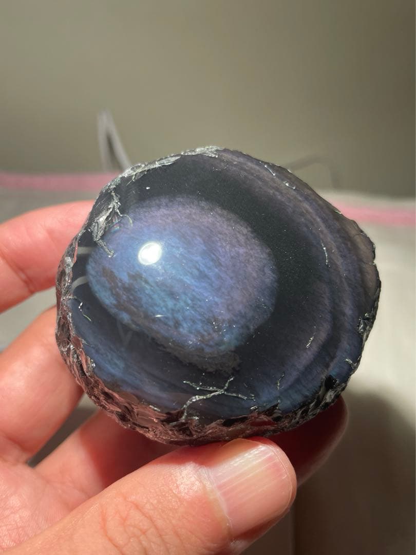 研磨品　十勝石玲瓏　ブルー、パープルシラー　レインボーオブシディアン　特級品