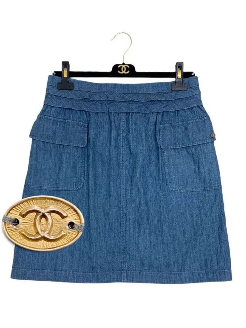 CHANEL シャネル　 デニム　スカート　ココマーク付き　正規品