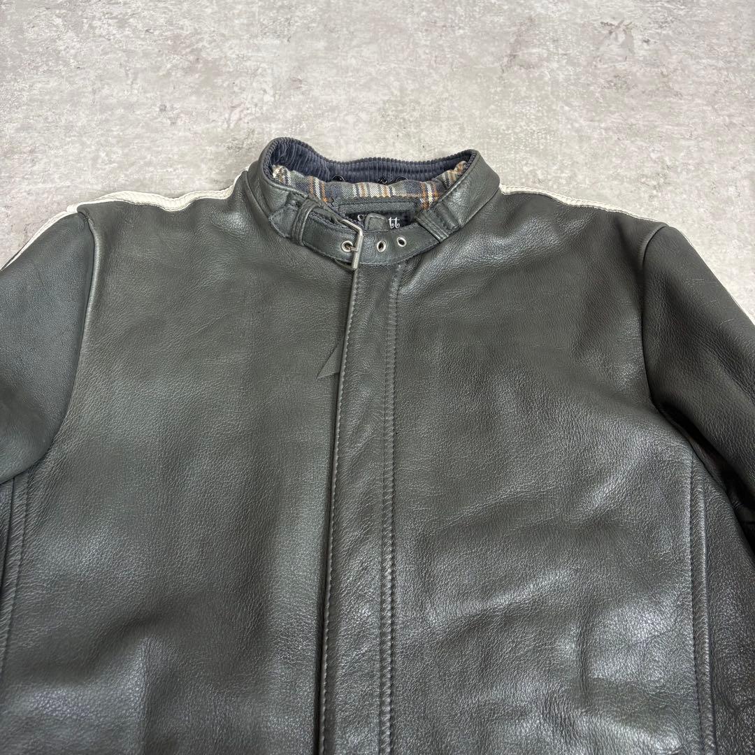 ショット　 Schott シングル　レザー ライダースジャケット　L カーキ