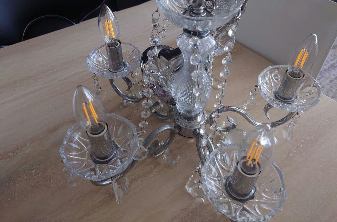 シャンデリア 5灯　クリスタルガラス アンリ シルバー LED対応