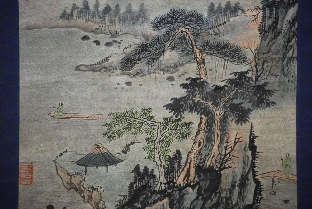 不詳/作者不詳/山水人物図/布袋屋掛軸HD-193