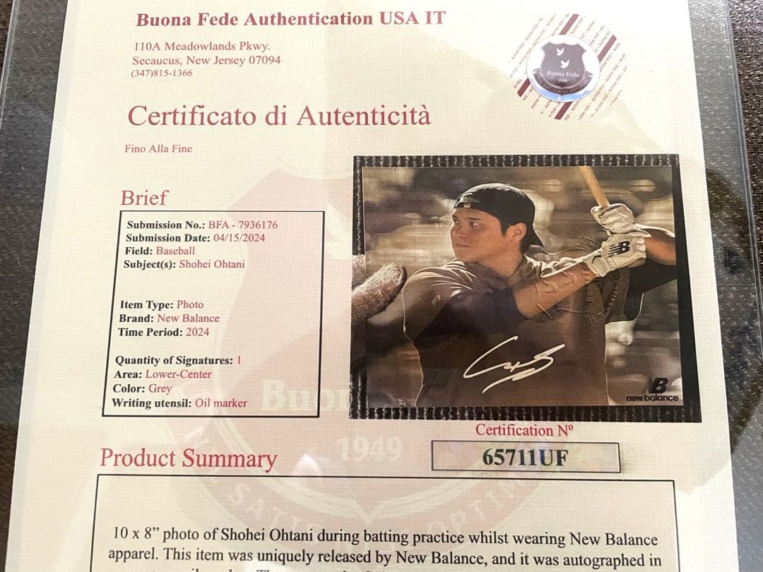 セ*グ様 【超貴重】 大谷翔平 直筆 サイン フォト New Balance 非