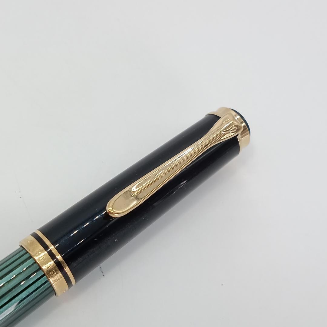 ペリカン 万年筆 14金 緑縞 14C-585 バイカラー グリーン ゴールド