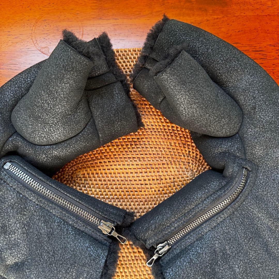 【ユリウスJULIUS ラムレザーボアジップグローブ 】