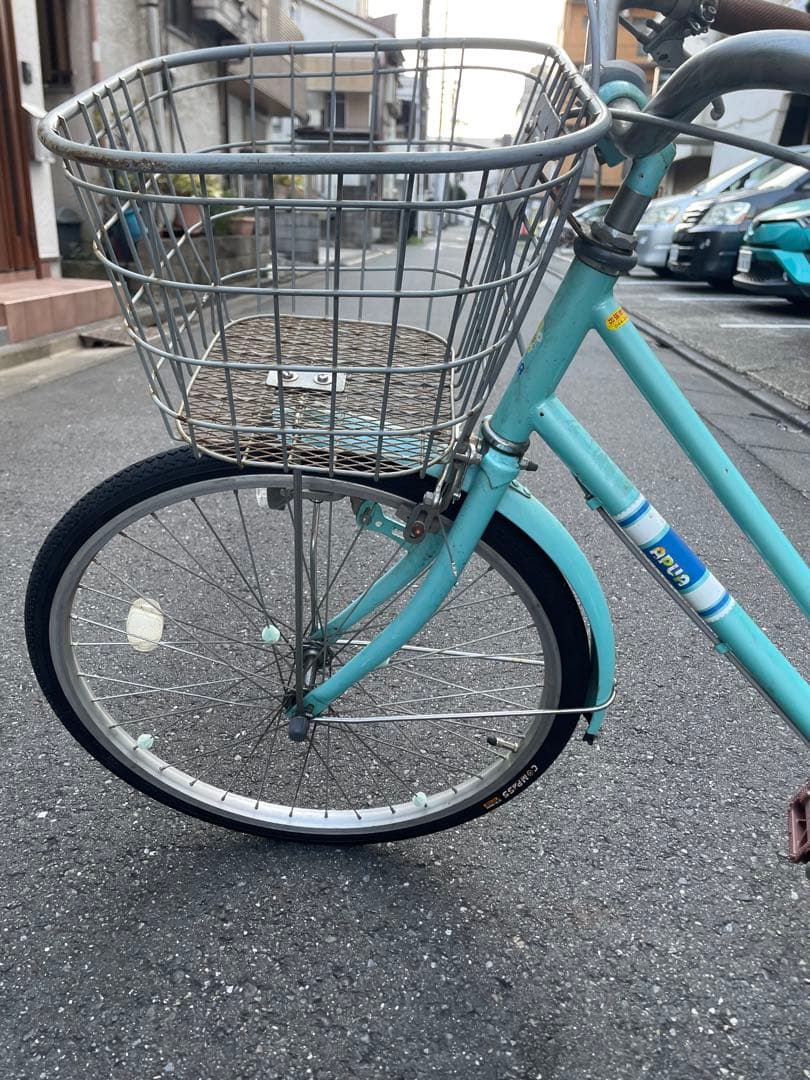 子供用自転車 水色 前面バスケット付き