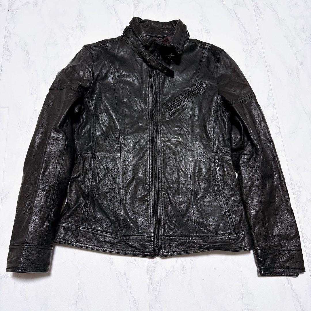 ニコルクラブフォーメン ゴートレザー レザージャケット 黒46