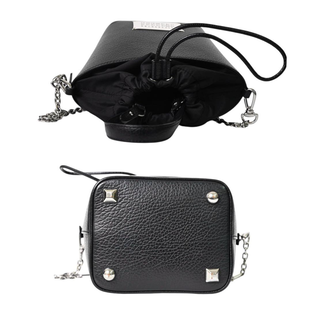 【美品】メゾンマルジェラ ブラック ショルダーバッグ 5ACバケットバッグ