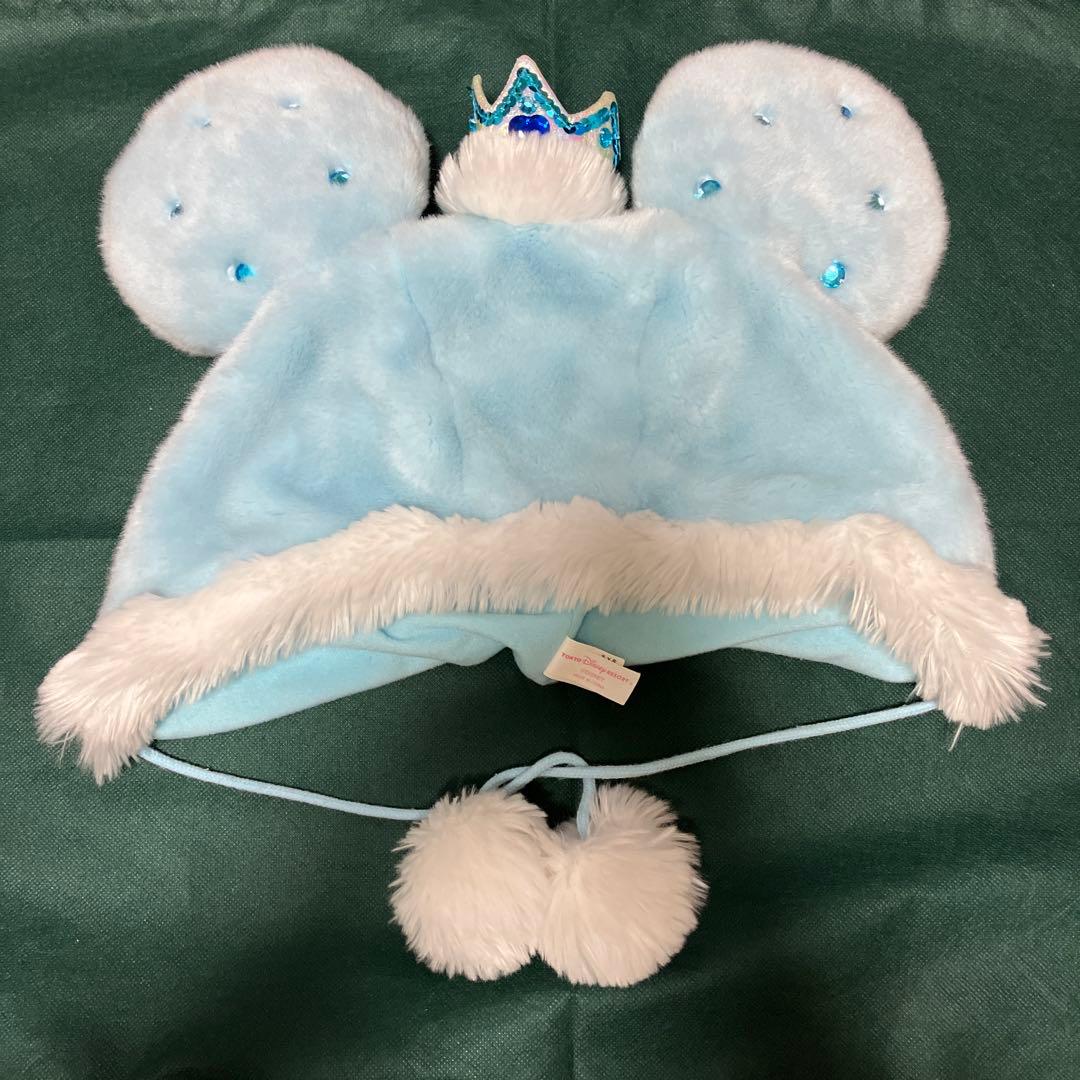 ディズニー　ファンキャップ　水色　王冠　ビジュー　ミッキー　ミニー　ポンポン