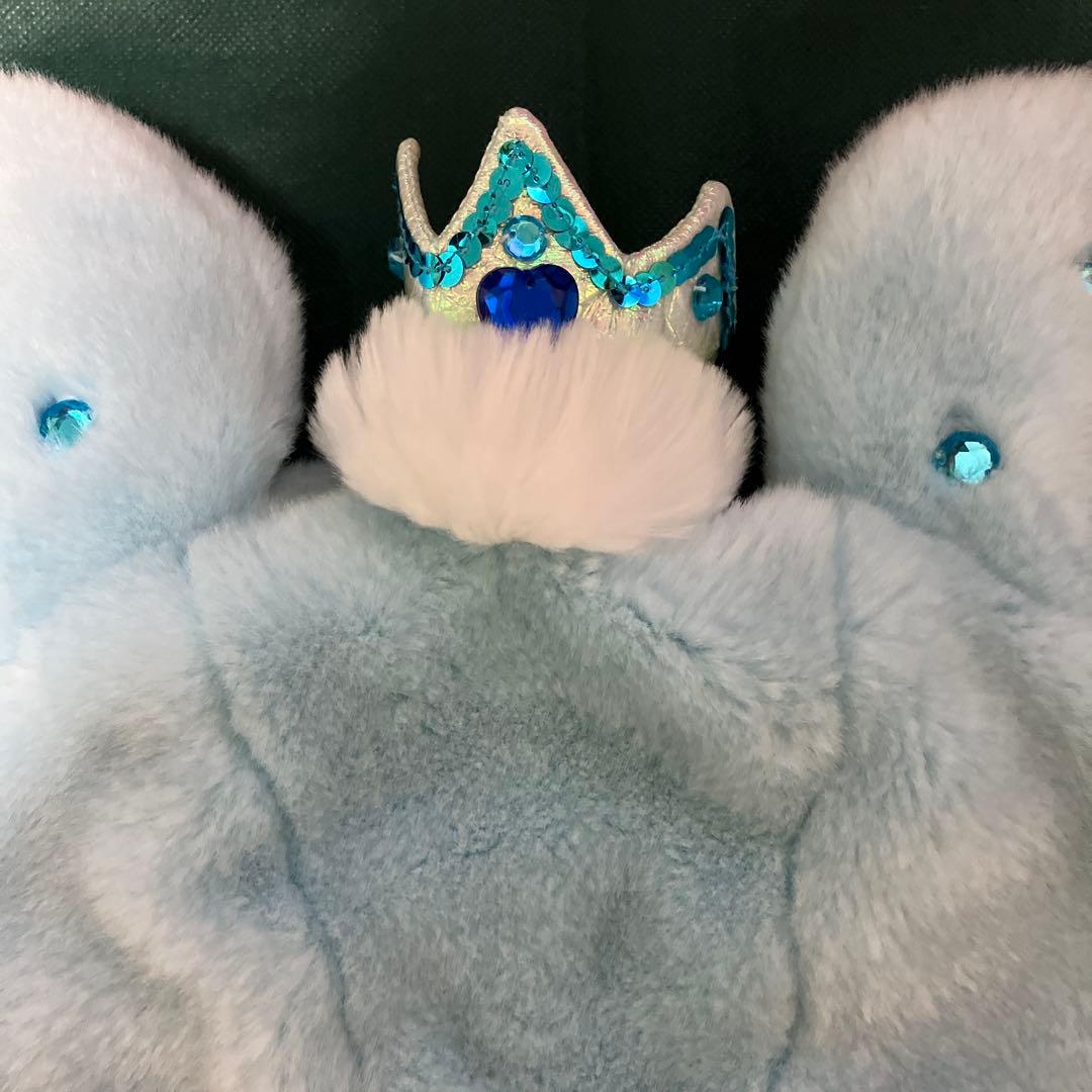 ディズニー　ファンキャップ　水色　王冠　ビジュー　ミッキー　ミニー　ポンポン