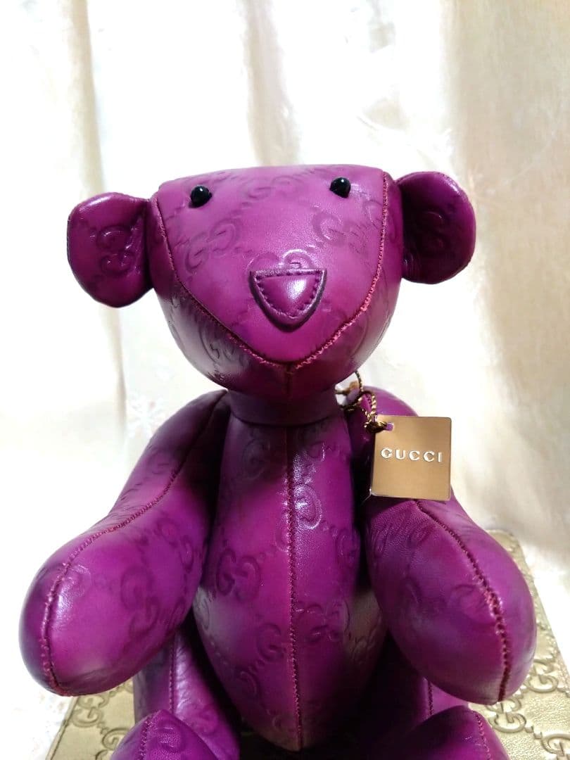 GUCCI　グッチGGシマ オール レザー　テディベア　ぬいぐるみ