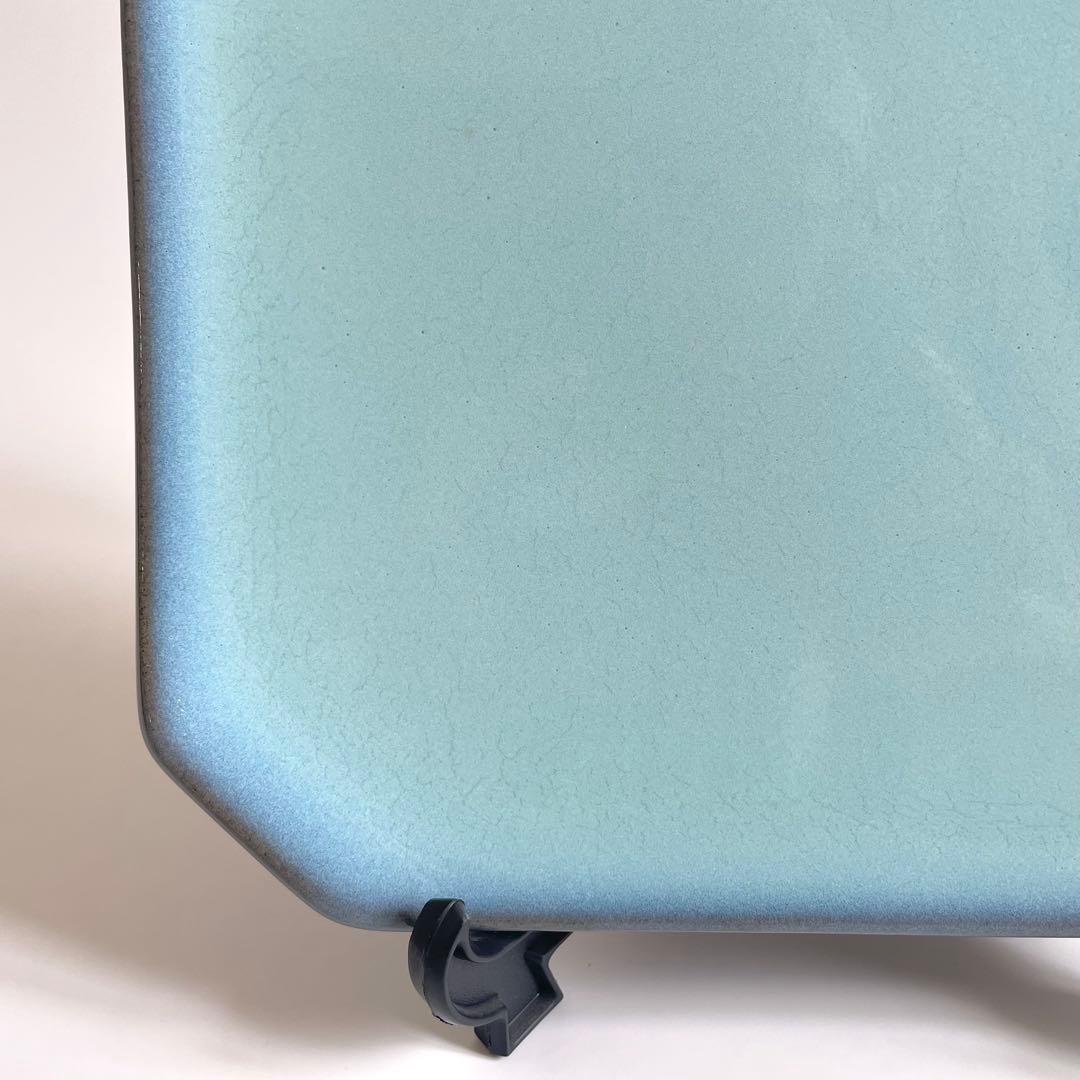 福島善三 鈞窯 角皿 22cm 人間国宝 本人銘 小石原焼 ちがいわ窯 青磁