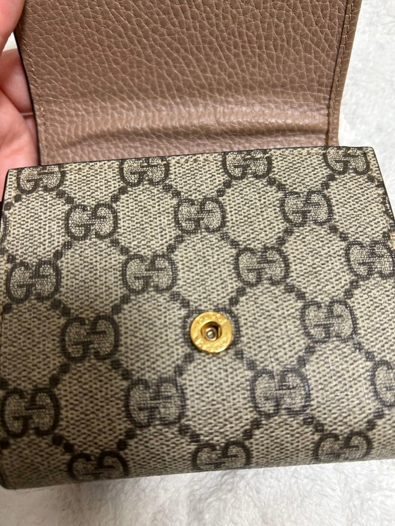 GUCCI GGモノグラム 二つ折り財布 ブラウン/ベージュ