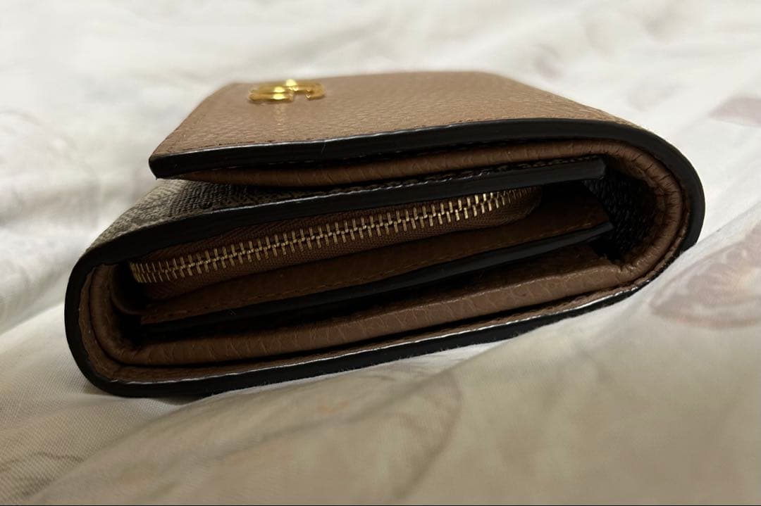GUCCI GGモノグラム 二つ折り財布 ブラウン/ベージュ