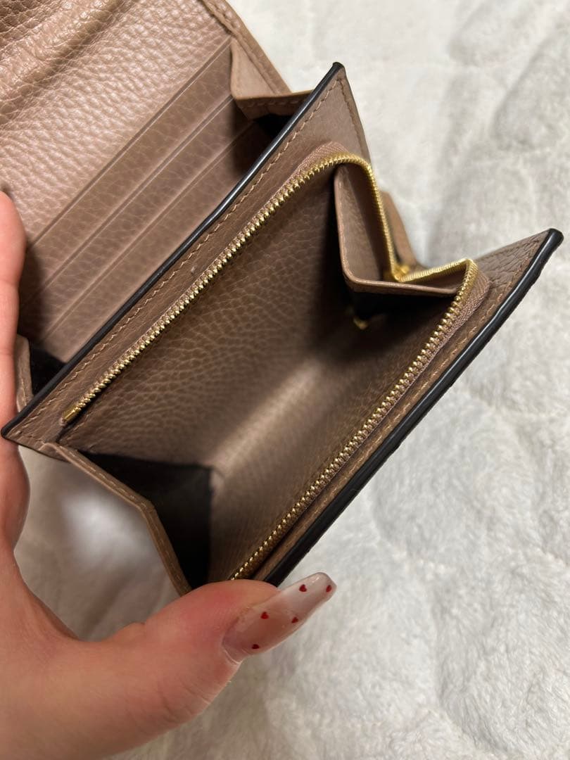 GUCCI GGモノグラム 二つ折り財布 ブラウン/ベージュ