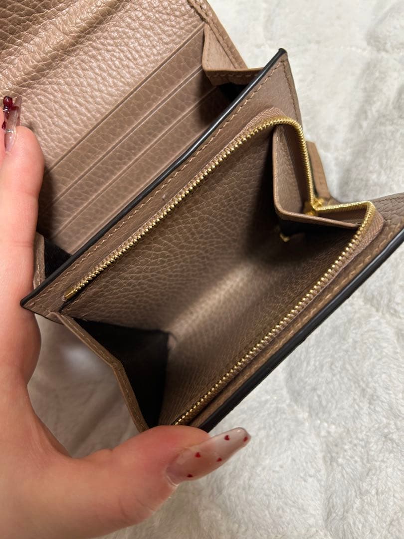 GUCCI GGモノグラム 二つ折り財布 ブラウン/ベージュ