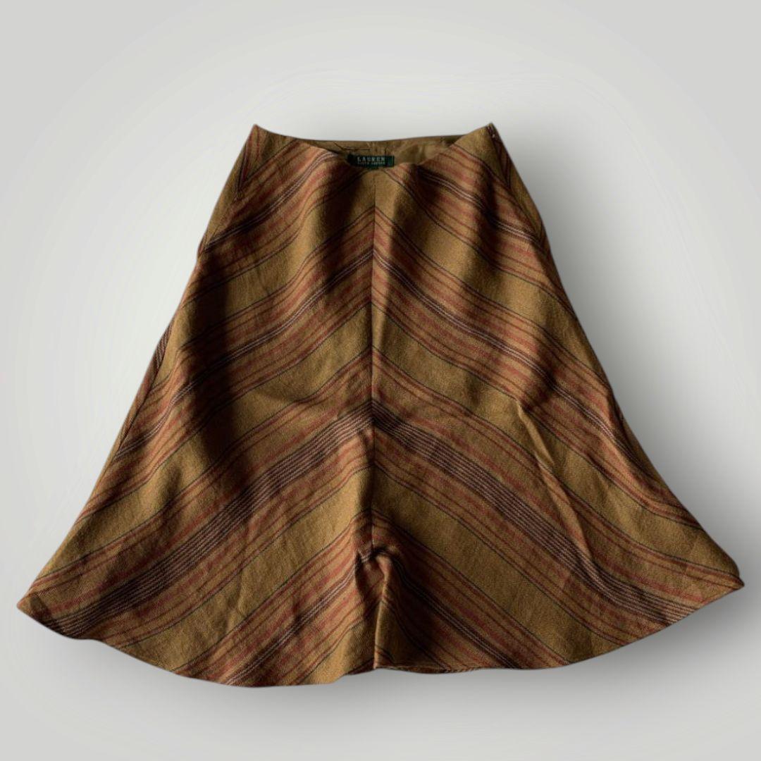 希少 RALPH LAUREN ラルフローレン リネン ストライプ スカート