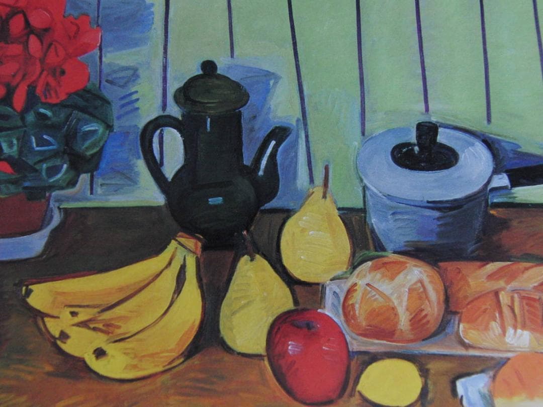 加藤正信、【パンと果物、シクラメン】、希少な額装用画集より