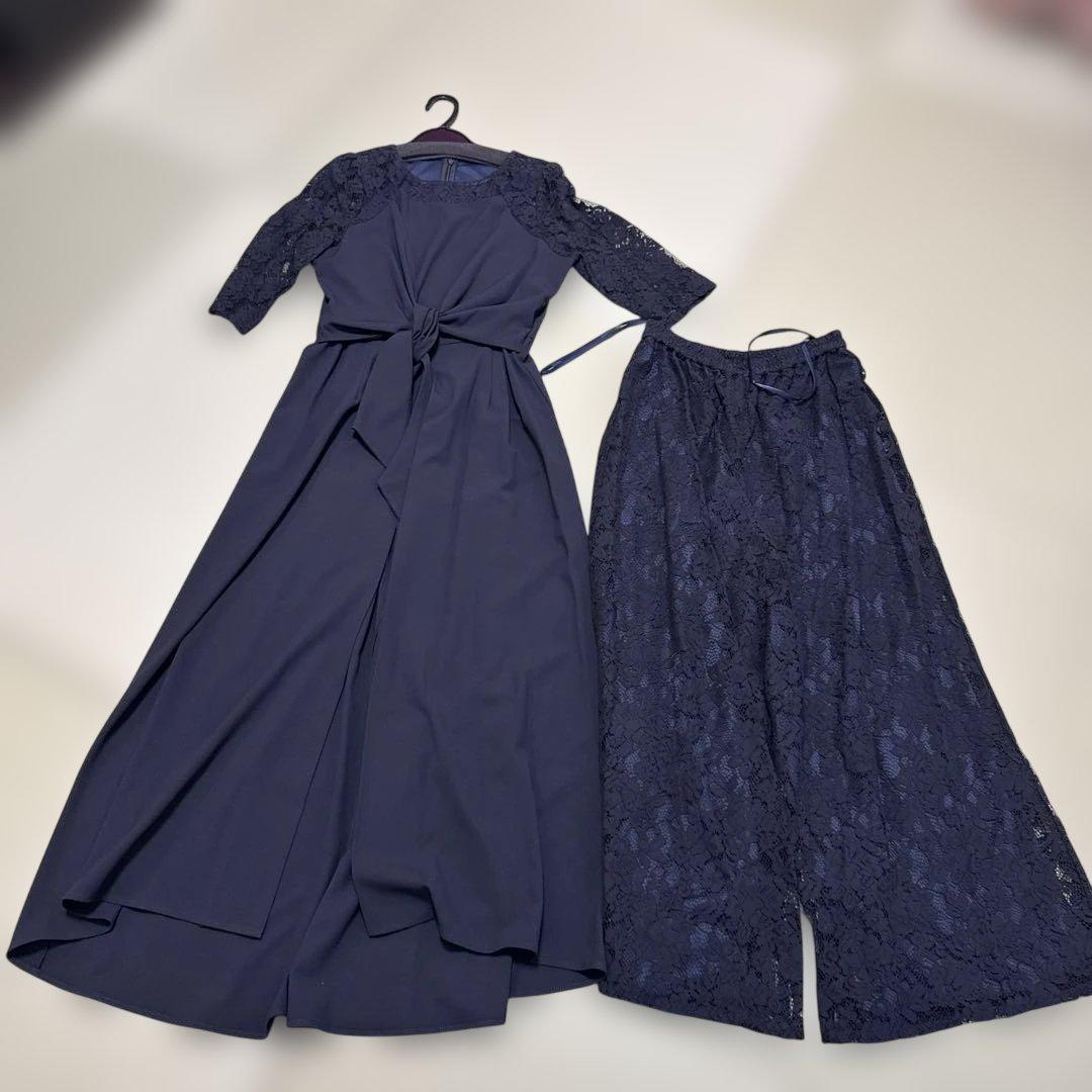 Rire Fete リルフェテ　 レースノットデザインパンツスーツ　ドレス