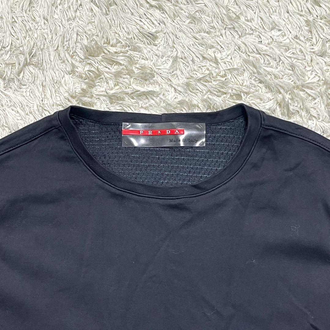 極美品　プラダスポーツ　ノースリーブ　Tシャツ　コットン100%　メッシュ　黒色