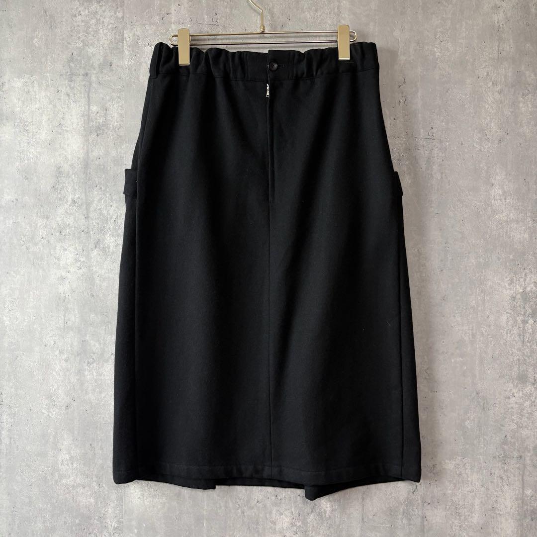 ワイズ Y's ウールナイロンフレアスカート 黒 ベルトデザイン　状態◎