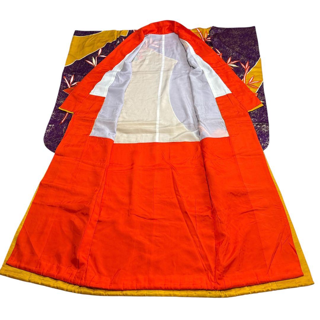 (あ862)アンティーク大振袖㊗️紫に金の幾何学模様 総刺繍✨️③点セット