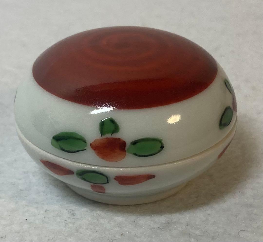 B412h「赤画 香合」清風与平造　共箱　京焼　湖山清風