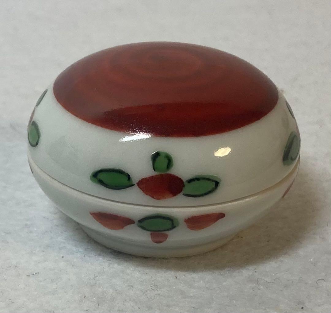 B412h「赤画 香合」清風与平造　共箱　京焼　湖山清風