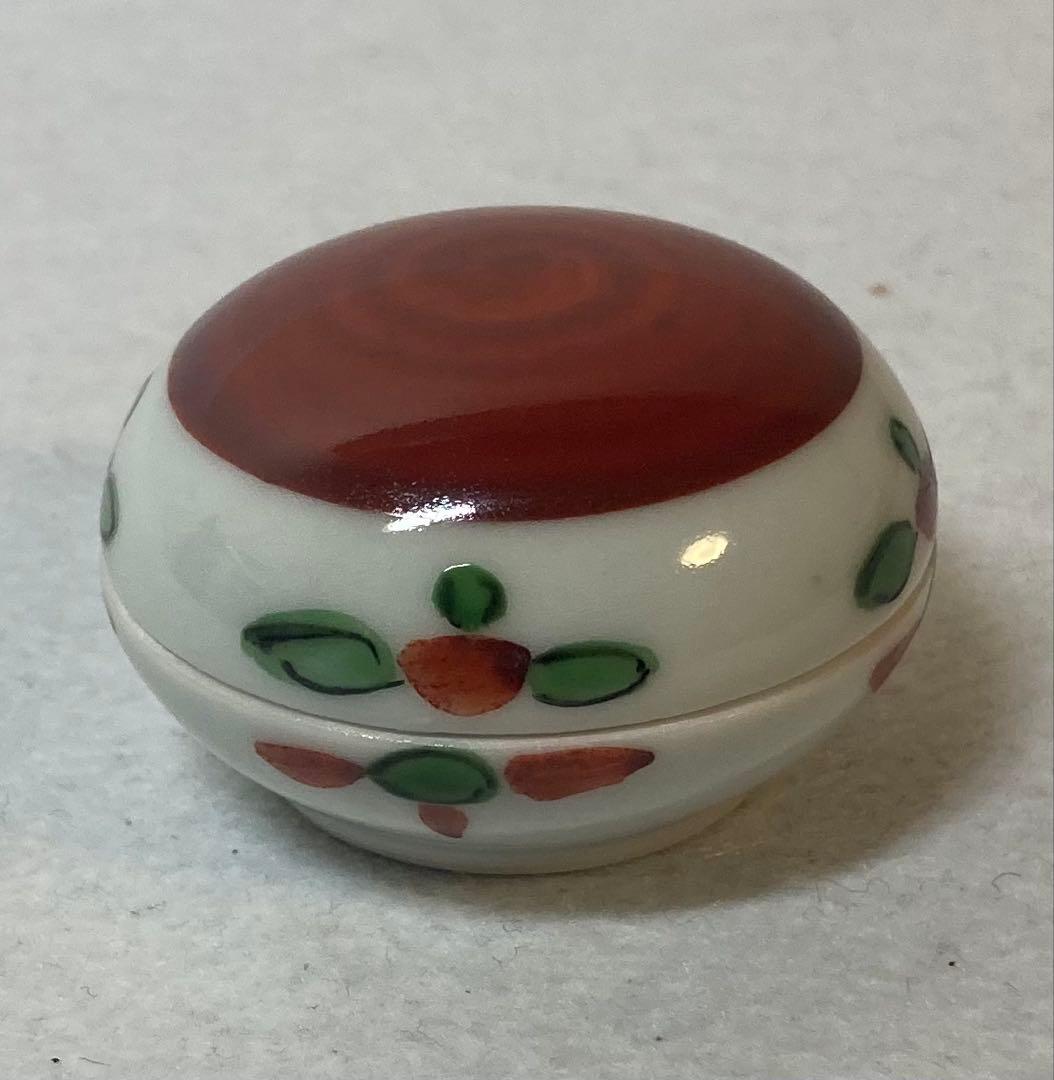 B412h「赤画 香合」清風与平造　共箱　京焼　湖山清風