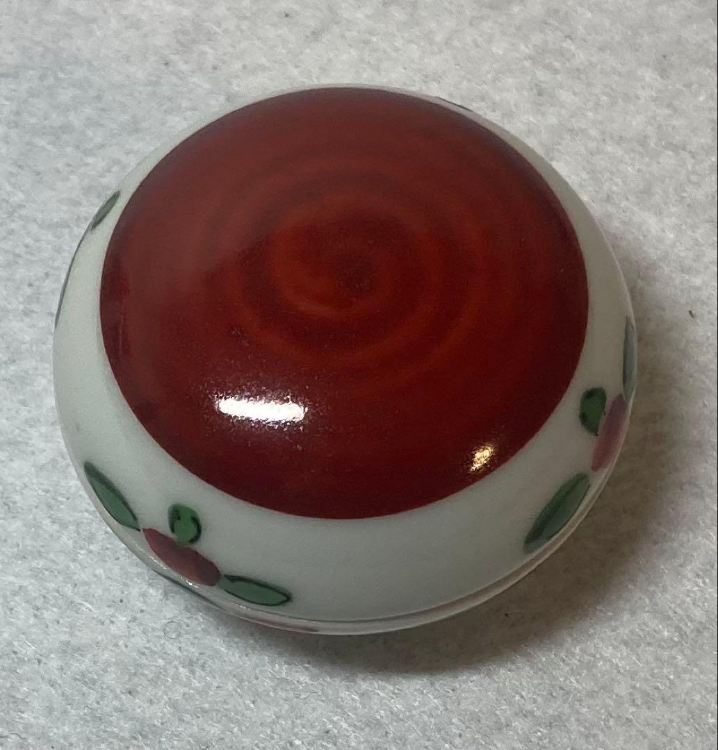 B412h「赤画 香合」清風与平造　共箱　京焼　湖山清風